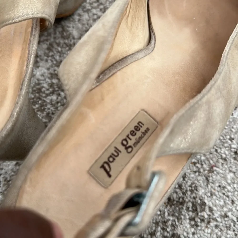 Paul Green Tan Leather Slingback Platform Heels 10